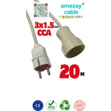 İNWATT 20 Metre Uzatma Kablosu Tek Prizli Cca 3x1.5mm² | Tamir Bakımda Yardımcı | Amezay Cable