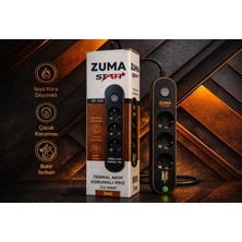 Tunex Luxury, 3 Metre 3 Lü Soket Akım Korumalı Priz, Bakır Iletken Çocuk Korumalı Isıya Karşı Dayanıklı