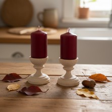 U Atölye Natura - El Yapımı Diş Budak Ikili Şamdan