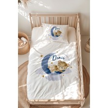 Lilabio %100 Pamuk Isme Özel Isimli Montessori Yatak Nevresim Takımı (100X200 Cm) Ayıcık