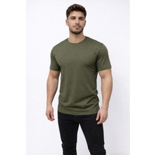 Axxel Erkek Haki Kısa Kollu Bisiklet Yaka T-SHIRT-D677