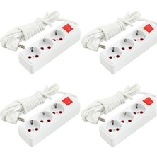 İNWATT Priz Çoklayıcı Toprakli Anahtarli Grup Priz Uzatma Kablosu 5 Metre 4 Adet