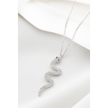 Two Arts Kadın 925 Ayar Gümüş Yılan Figürlü Kolye | Hediye Kutusunda