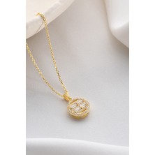 Two Arts Kadın 925 Ayar Gümüş Oval Baget Zirkon Taşlı Kolye | Hediye Kutusunda