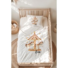 Lilabio %100 Pamuk Isme Özel Isimli Montessori Yatak Nevresim Takımı (100X200 Cm) Atlıkarınca