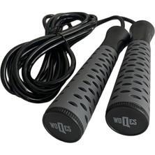 Woqes Rulmanlı Pvc Atlama Ipi 2.8 Metre Kaymaz Saplı Fitness ve Kardiyo Ipi Gri-Siyah