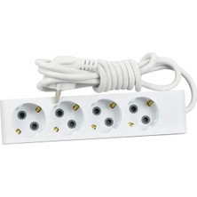 İNWATT 4 Lü Beyaz Priz Seyyar Uzatma Kablosu  Topraklı 3 Metre