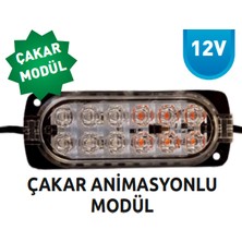 Luxury,5 Adet 12V Iç ve  Dış Ortam 12 Ledli Animasyonlu Çakar Lamba  Modül  Rgb