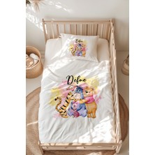 Lilabio %100 Pamuk Isme Özel Isimli Montessori Yatak Nevresim Takımı (100X200 Cm) Winnie The Pooh