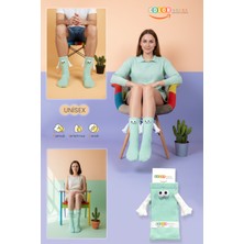 Color Socks Pembe El Ele Tutuşan Gözlü Mıknatıslı Soket Çorap Seti Düz Desenli Unisex