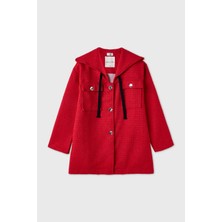 Merve Gültekin Geniş Yakalı Tüvit Ceket Kırmızı