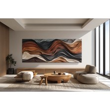 Meteor Medya Soyut Dalga Desenli Panoramik Kanvas Tablo – Modern Yatay Duvar Dekoru