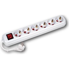 İNWATT 6 Lı Anahtarlı 2 Metre Kablolu Grup Priz Topraklı Uzatma Kablosu