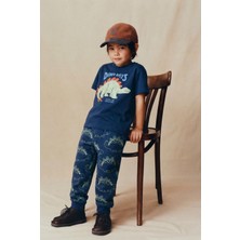 Magu Erkek Çocuk Pamuklu Lacivert Dinozor Baskılı T-Shirt ve Eşofman Altı 2'li Takım