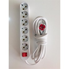 İNWATT 5 Metre Anahtarlı 6 Lı (Altılı) Topraklı Grup Priz Seyyar Uzatma