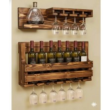 Masif Çam El Yapımı Şaraplık ve Kadeh Standı