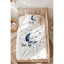 Lilabio %100 Pamuk Isme Özel Isimli Montessori Yatak Nevresim Takımı (100X200 Cm) Fil