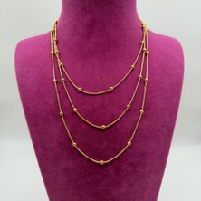 Mare Accessories Dorika Topçuk Çoklu Altın Rengi Çelik Kolye