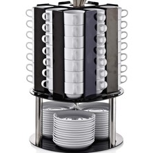 Biradlı Pleksi Döner Fincan Standı Tabaklıklı 56 Lık