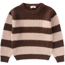 Cigit Selanik Çizgili Triko Kazak 2-8 Yaş Kahve