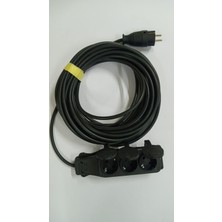 İNWATT 15 Metre 3x1.5 Topraklı Üç Prizli Siyah Uzatma Kablosu Kapaklı