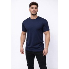 Axxel Erkek Lacivert Kısa Kollu Bisiklet Yaka T-SHIRT-D677