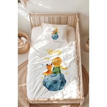Lilabio %100 Pamuk Isme Özel Isimli Montessori Yatak Nevresim Takımı (100X200 Cm) Küçük Prens