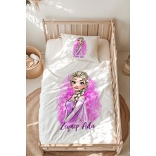 Lilabio %100 Pamuk Isme Özel Isimli Montessori Yatak Nevresim Takımı (100X200 Cm) Elsa