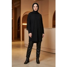 Rahat Kesim Mevsimlik Tunik Iç Göstermez Büyük Beden Tunik Anne Tunik 8766-A01 Siyah
