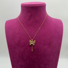 Mare Accessories Altın Rengi Kelebek Figürlü Sallantılı Çelik Kolye