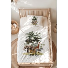 Lilabio %100 Pamuk Isme Özel Isimli Montessori Yatak Nevresim Takımı (100X200 Cm) Safari