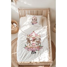 Lilabio %100 Pamuk Isme Özel Isimli Montessori Yatak Nevresim Takımı (100X200 Cm) Atlıkarınca