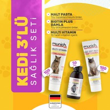 Munich Vet 3’lü Kedi Seti Malt Pasta(100GR) Biotin Plus Damla(50ML) Multi Vitamin Pasta(100GR) Tüy Dökülmesini Önler