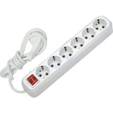 İNWATT 6 Lı Beyaz Düğmeli Priz Seyyar Uzatma Kablosu  Topraklı 2 Metre