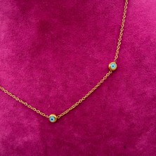 Mare Accessories Nazar Boncuklu Minimalist Gold Çelik Kolye - 45 cm