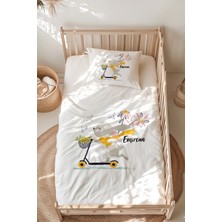 Lilabio %100 Pamuk Isme Özel Isimli Montessori Yatak Nevresim Takımı (100X200 Cm) Tavşan