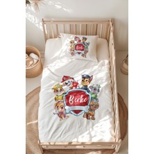 Lilabio %100 Pamuk Isme Özel Isimli Montessori Yatak Nevresim Takımı (100X200 Cm) Köpek Kahramanlar