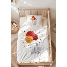 Lilabio %100 Pamuk Isme Özel Isimli Montessori Yatak Nevresim Takımı (100X200 Cm) Fil