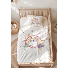 Lilabio %100 Pamuk Isme Özel Isimli Montessori Yatak Nevresim Takımı (100X200 Cm) Tavşan