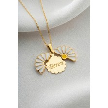 Two Arts Kadın 925 Ayar Gümüş Papatya Isim Kolye Açılır Kapanır | 14K Altın Kaplama