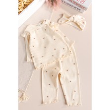 Babymod Çiçek Desenli Pamuklu 3'lü Kız Bebek Takım