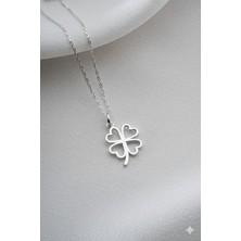 Two Arts Kadın 925 Ayar Gümüş Yonca Kolye Zirkon Taşlı Hipoalerjenik Tasarım | 925 Gümüş