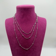Mare Accessories Dorika Topçuk Çoklu Gümüş Rengi Çelik Kolye