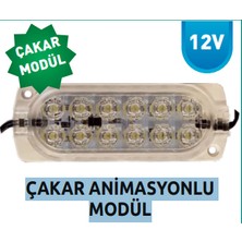 Luxury,5 Adet 12V Iç ve  Dış Ortam 12 Ledli Animasyonlu Çakar Lamba  Modül  Mavi Renk