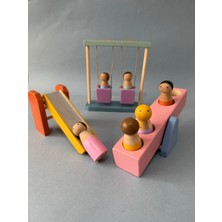 Natur Baby Kids 6lı Peg Bebek ve Park Seti Ahşap Oyuncak