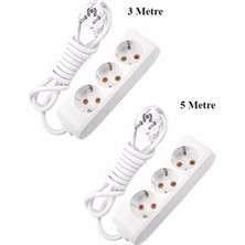 İNWATT Multi-Let Topraklı Korumalı Uzatma Kablosu 3 Lü 3 Metre + 3'lü 5 Metre Grup Priz
