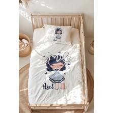 Lilabio %100 Pamuk Isme Özel Isimli Montessori Yatak Nevresim Takımı (100X200 Cm) Kedili Kız