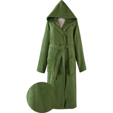 Eze Home Pamuk Kapüşonlu Unisex Bornoz - Lara Yeşil