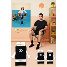 Color Socks El Ele Tutuşan Siyah Gözlü Mıknatıslı Soket Çorap Seti Düz Desenli Unisex