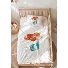 Lilabio %100 Pamuk Isme Özel Isimli Montessori Yatak Nevresim Takımı (100X200 Cm) Denizkızı